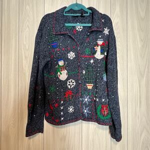 Women’s Vintage Erika Christmas Snowman Sweater Sz L
